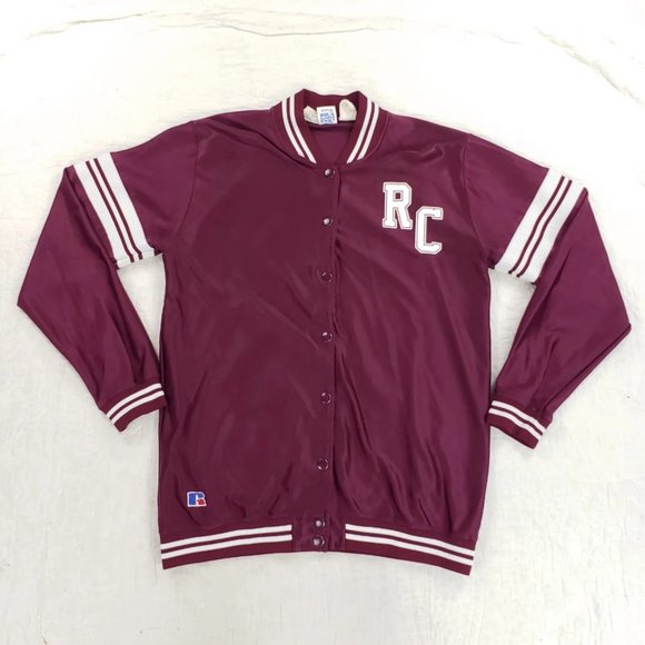 Vtg Roanoke College Russell USA Made Satin Jacket Womens Large Fits Mens Medium - Picture 2 of 12